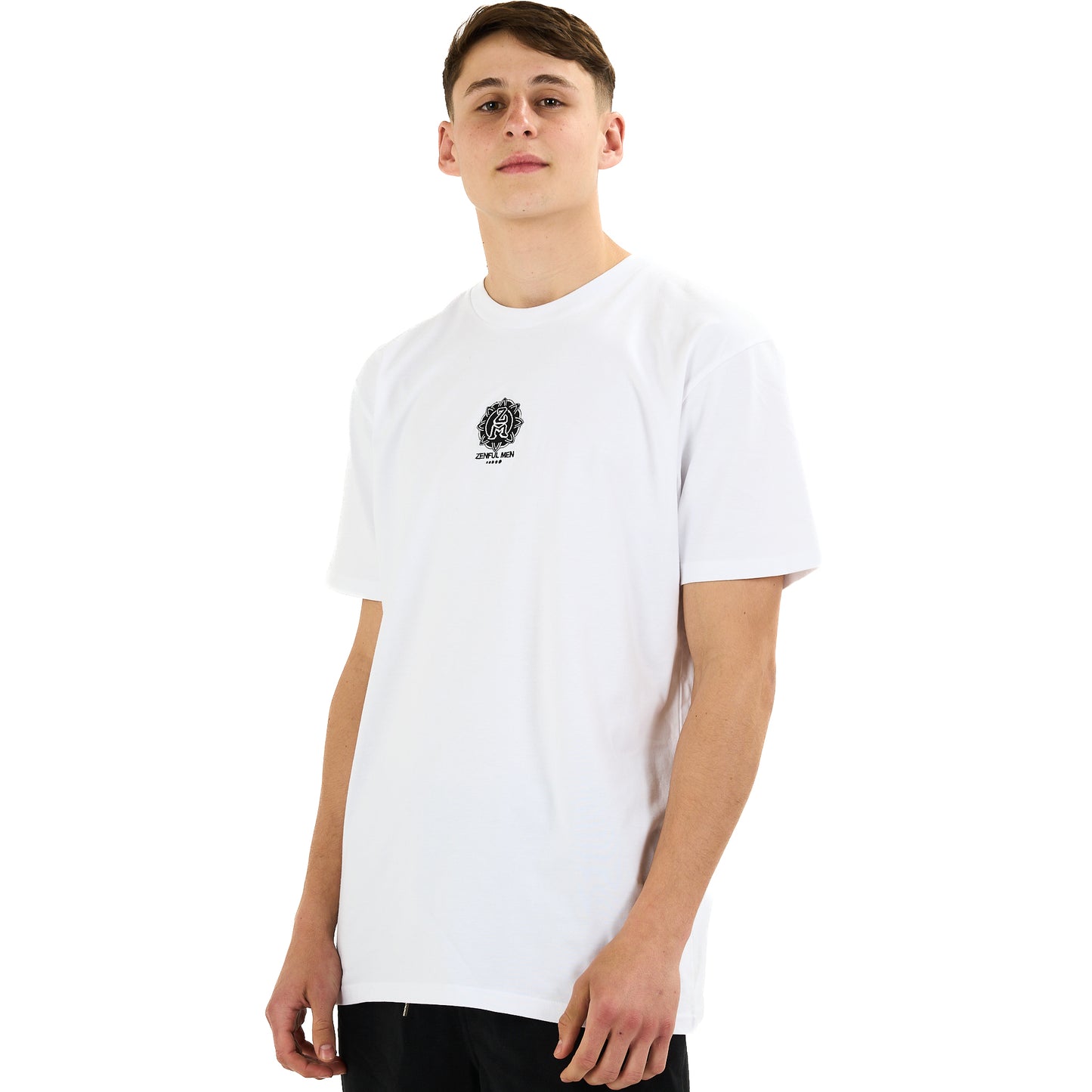 Premium White Embroidery T-Shirt Black/out Logo