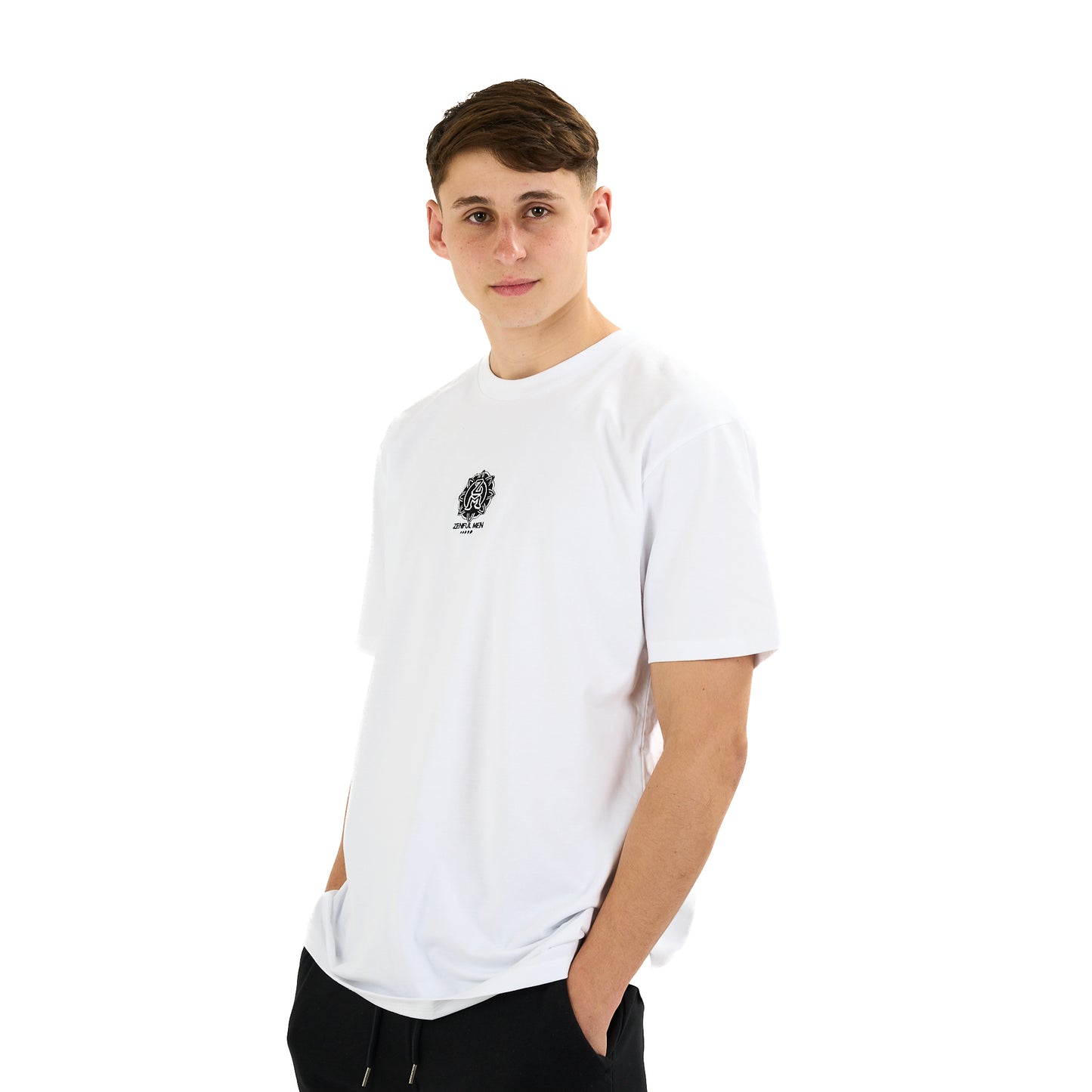 Premium White Embroidery T-Shirt Black/out Logo