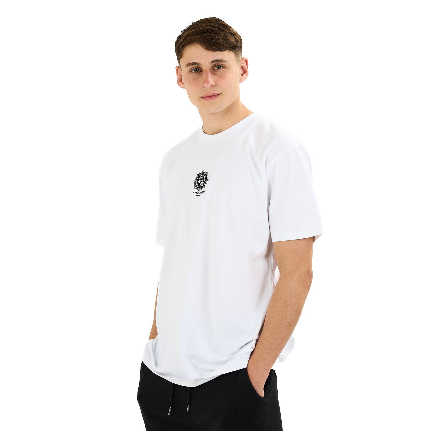 Premium White Embroidery T-Shirt Black/out Logo