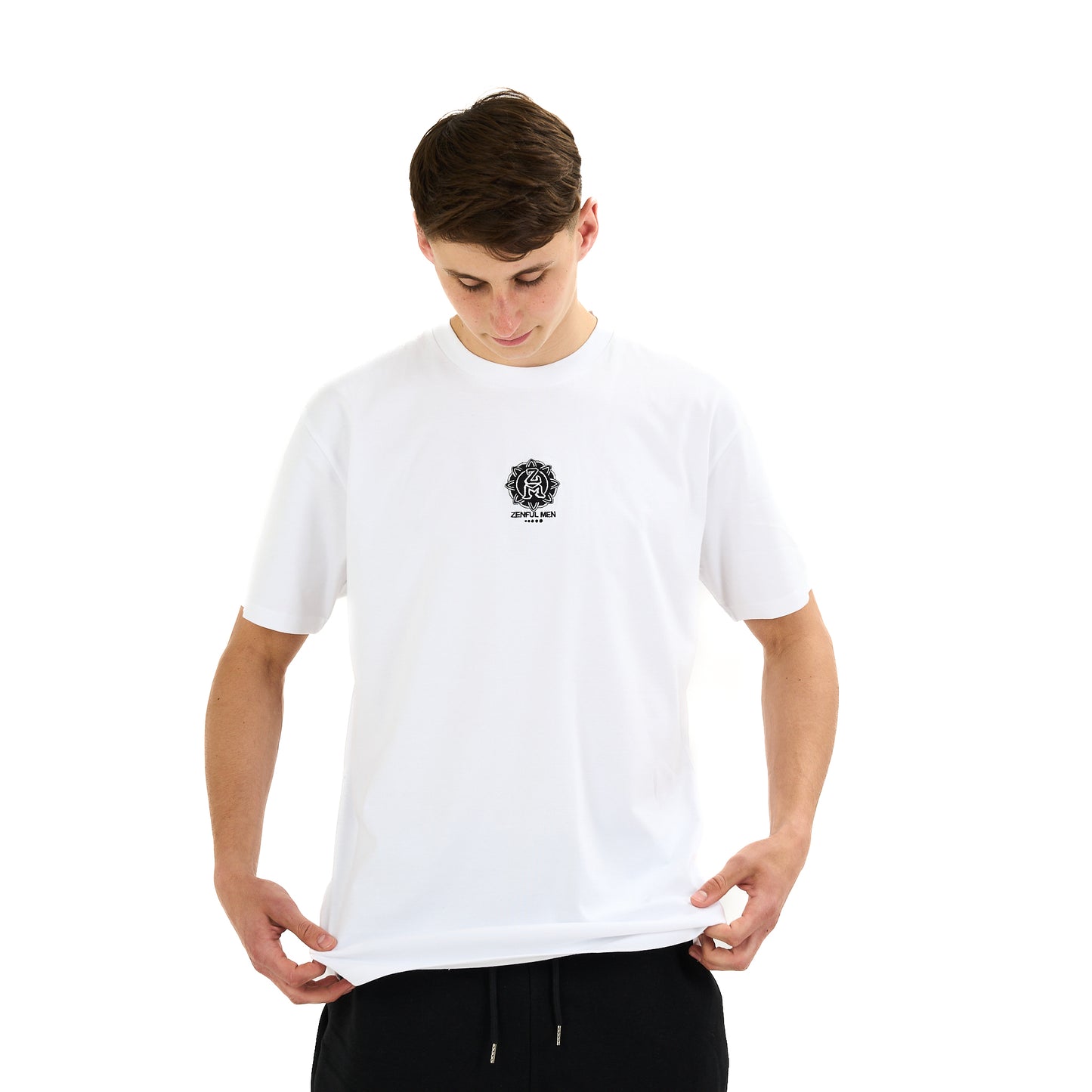 Premium White Embroidery T-Shirt Black/out Logo