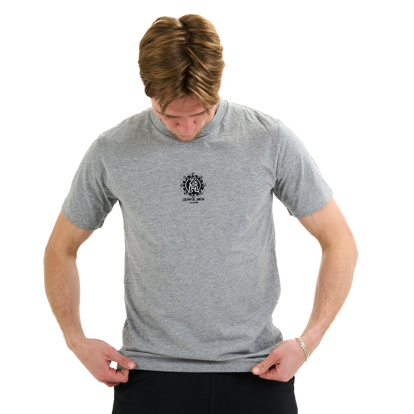 Premium Grey Embroidery T-Shirt Black/out Logo