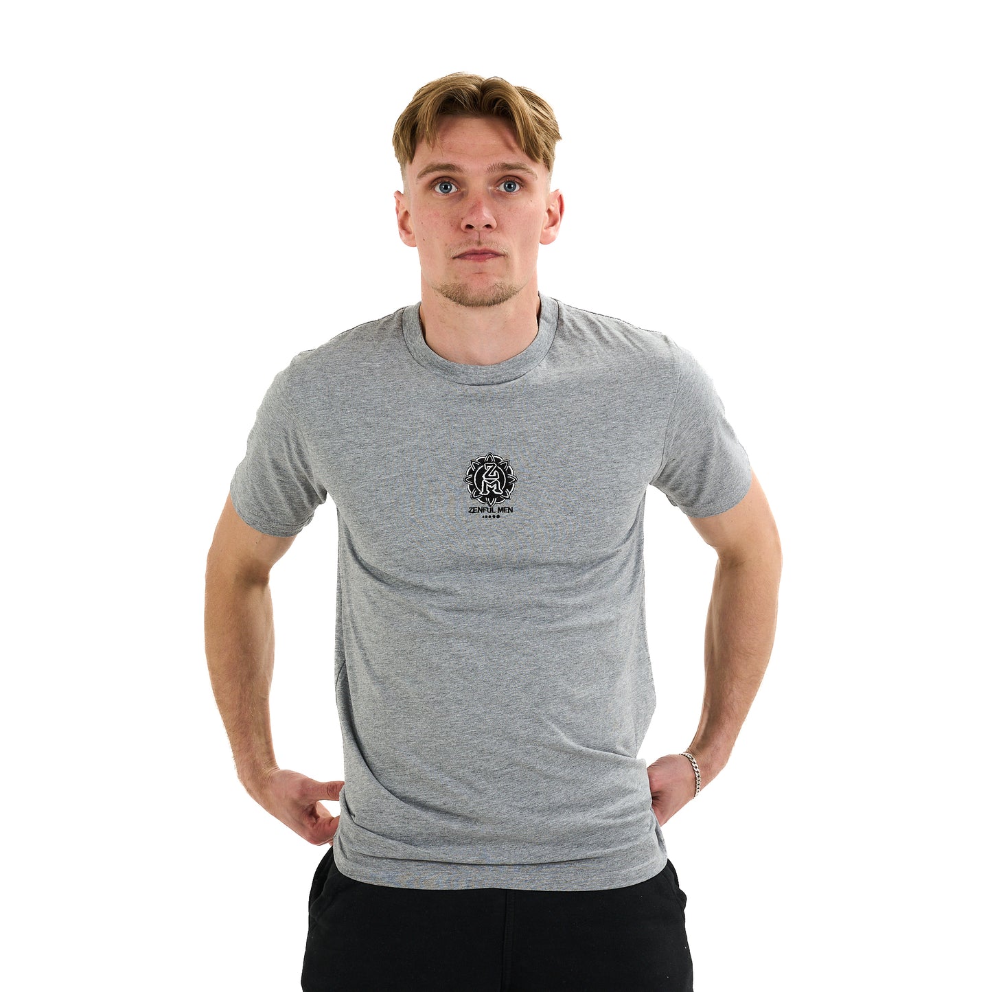 Premium Grey Embroidery T-Shirt Black/out Logo