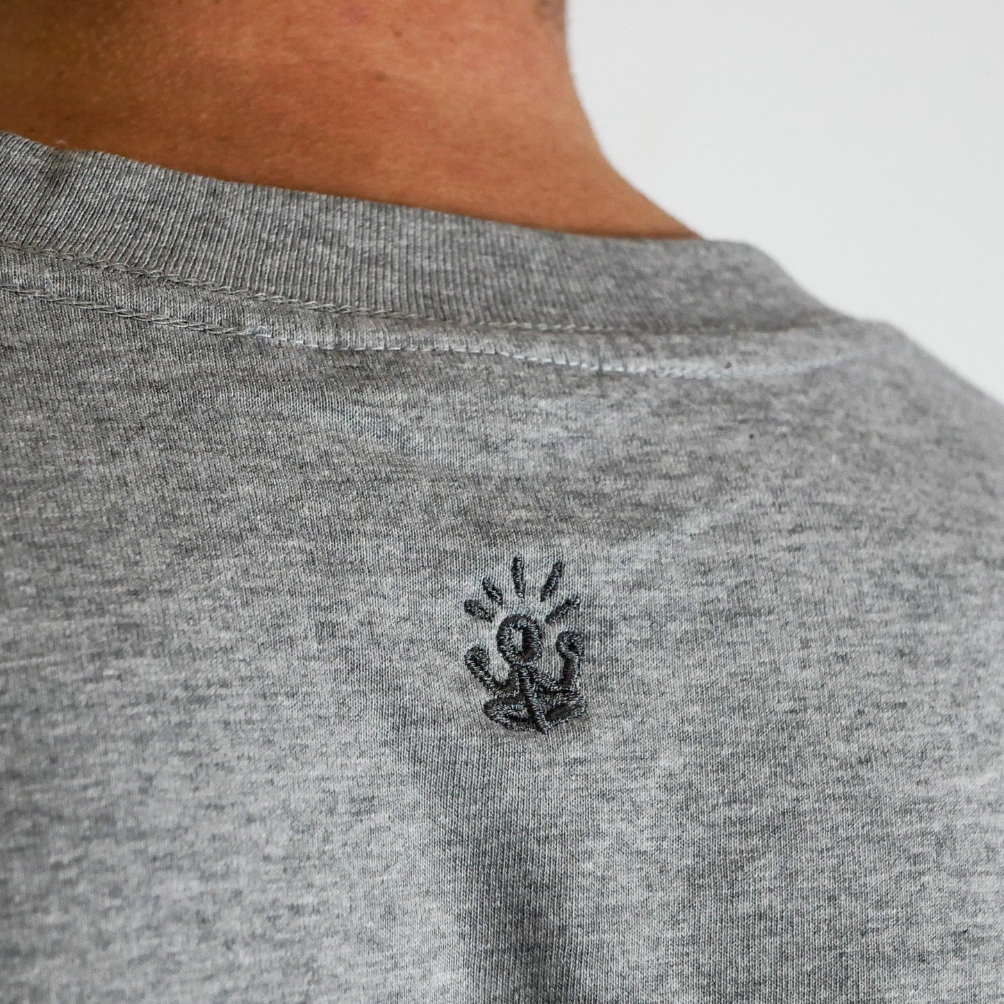 Premium Grey Embroidery T-Shirt Black/out Logo