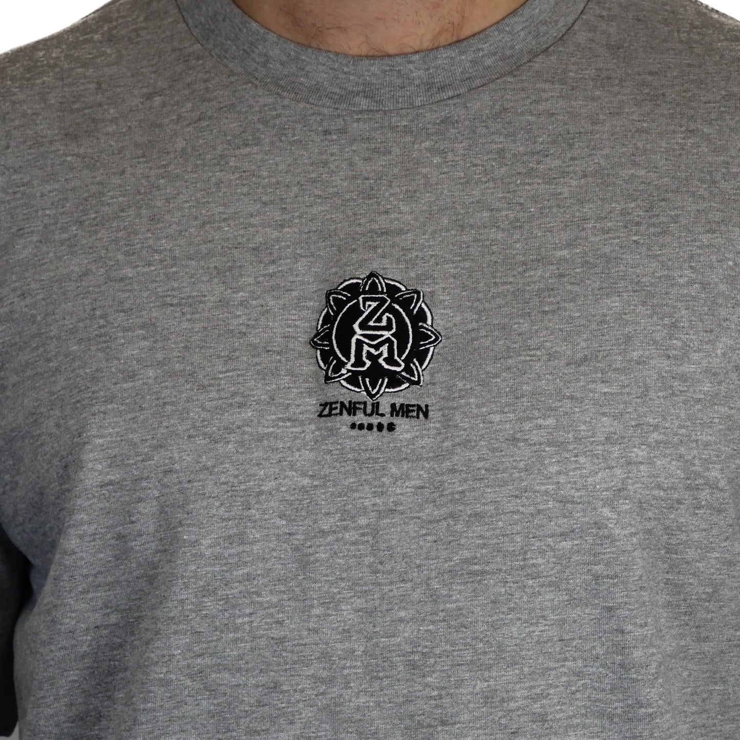 Premium Grey Embroidery T-Shirt Black/out Logo